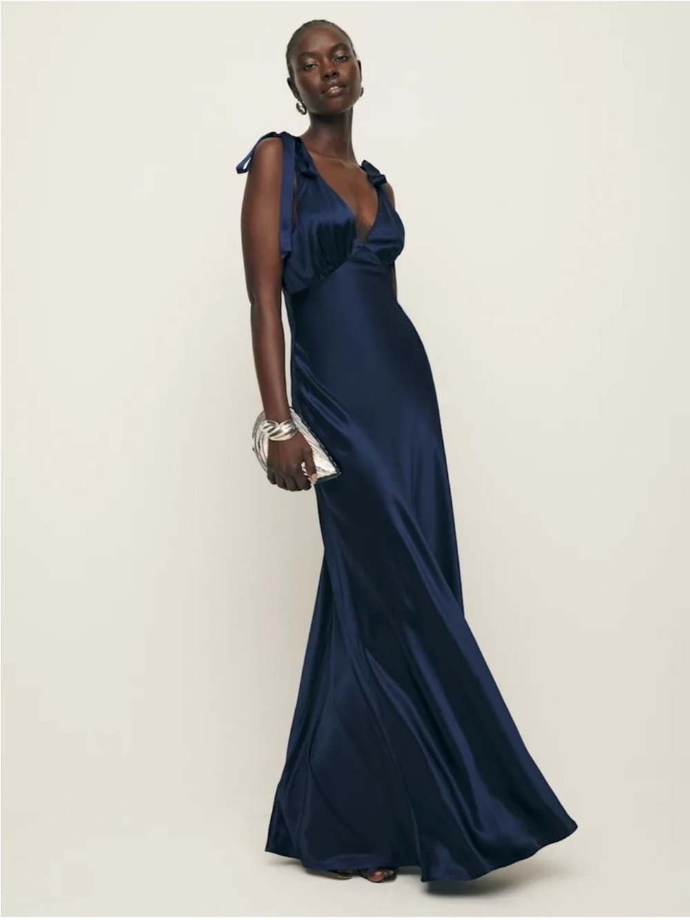 NWT Reformation Pernille Silk Maxi Dress Navy Blue Small - Picture 17 of 17